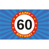 Happy Birthday 60 jaar versiering vlag 150 x 90 cm - thumbnail