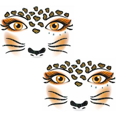 Carnaval Gezicht sticker - luipaard - dieren print - volwassene - themafeest Carnaval Gezicht sticker - luipaard - dieren print - volwassene - themafeest