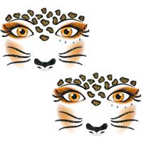 Carnaval Gezicht sticker - luipaard - dieren print - volwassene - themafeest