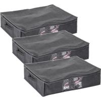 5Five Dekbed/kussen opberghoes - 3x - antraciet - vacuumzak - 60 x 45 x 15 cm