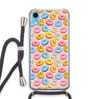 Pink donuts: iPhone XR Transparant Hoesje met koord