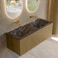Badmeubel Mondiaz Kurve-Dlux | 120 cm cm | Meubelkleur Dusk | Wastafelkleur Lava | Solid surface | Wasbak beiden zijden spoelbak | Zonder kraangat(en)