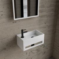 Fonteinset BWS Solid Surface Met Handdoekhouder Links Wit Mat Zwart Boss & Wessing