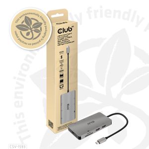 CLUB3D Type-C HUB 8-in-1 met 2x HDMI ( alt modus), 2x USB-A, RJ45, SD/Micro slot en USB Type-C oplaad mogelijkheid max. 100Watt( Ook geschikt voor Apple M1 en Thunderbolt 3)