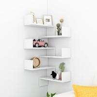 Hoekwandschappen 2 st 40x40x50 cm spaanplaat hoogglans wit