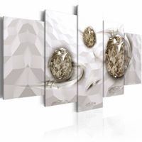 Schilderij - Zilveren diamanten, 5 luik, Wit/Zilver look, 2 maten, Premium print