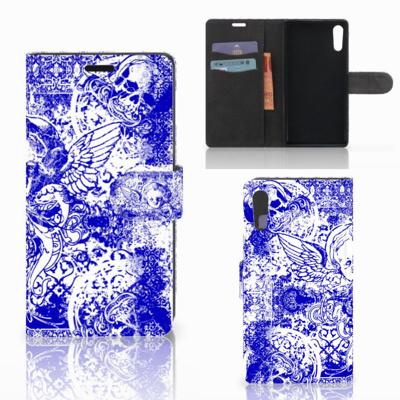 Telefoonhoesje met Naam Sony Xperia XZ | Sony Xperia XZs Angel Skull Blauw