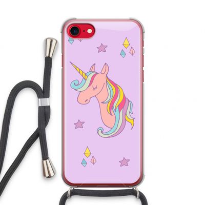 Roze eenhoorn: iPhone SE 2020 Transparant Hoesje met koord
