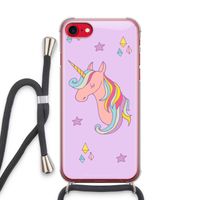 Roze eenhoorn: iPhone SE 2020 Transparant Hoesje met koord