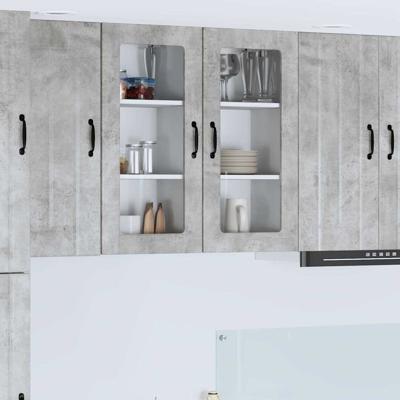 Keukenkast aan de muur Beton Grijs 40 x 31 x 80 cm Bewerkt hout Keukenkast aan de muur Beton Grijs 40 x 31 x 80 cm Bewerkt hout