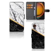 Samsung Galaxy Xcover 7 | Bookcase | Marmer Wit Zwart - Origineel Cadeau Man