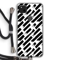 Zwarte vegen: Pixel 4a Transparant Hoesje met koord