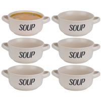 Soepkom van aardewerk - 6x - Creme wit - Dia 13,5 cm - 470 ml - Servies - Soepkommen