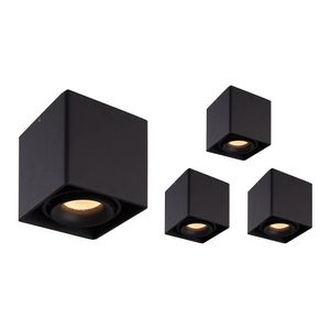 4x Dimbare LED opbouw plafondspot Esto Zwart incl. GU10 spot 5W 2700K IP20 kantelbaar