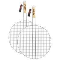 BBQ/barbecue rooster grill - 2x - rond - metaal/hout - Dia 40 cm