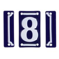 Best for Boots huisnummer 8 - met sierrand - Oudhollands - emaille - blauw/wit Best for Boots huisnummer 8 - met sierrand - Oudhollands - emaille - blauw/wit