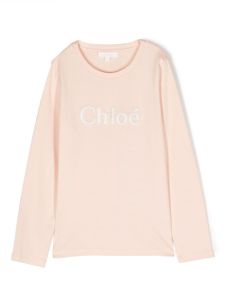 Chloé Kids pull en coton à patch logo - Tons neutres