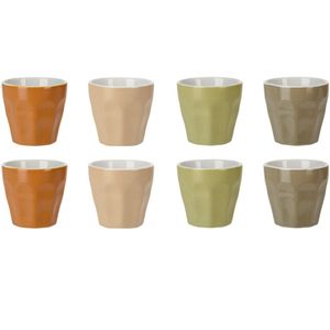 Koffie/espresso kleine kopjes - set van 12x stuks - porselein - Earth colours - 90 ml