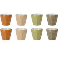 Koffie/espresso kleine kopjes - set van 12x stuks - porselein - Earth colours - 90 ml - thumbnail