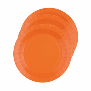 10x stuks feest gebaksbordjes oranje - karton - 17 cm - rond