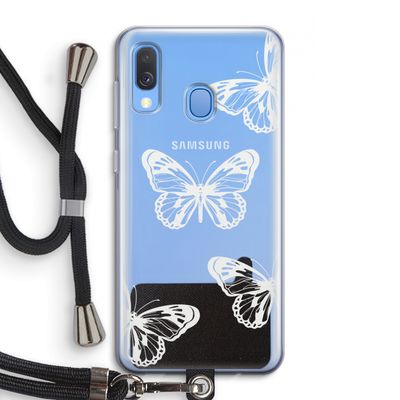 White butterfly: Samsung Galaxy A40 Transparant Hoesje met koord