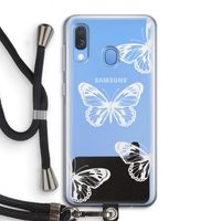 White butterfly: Samsung Galaxy A40 Transparant Hoesje met koord