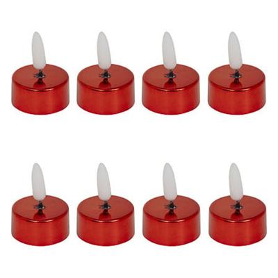 LED theelichtjes - 8x stuks - rood - glans - 5,5 cm - waxinelichtjes - led kaarsen