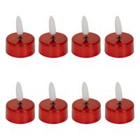 LED theelichtjes - 8x stuks - rood - glans - 5,5 cm - waxinelichtjes - led kaarsen