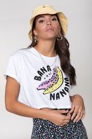 Colourful Rebel Banana Cropped T-shirt  Wit Dames - Boxy Fit - Organisch Katoen - thumbnail