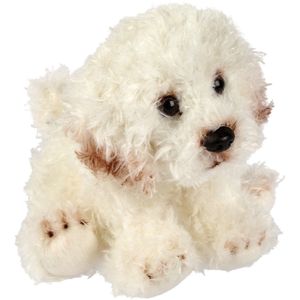 Pluche knuffeldier hond - Bichon Frise - creme wit - 13 cm - huisdieren thema