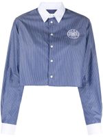 Sporty & Rich Conneticut logo-print striped shirt - Bleu