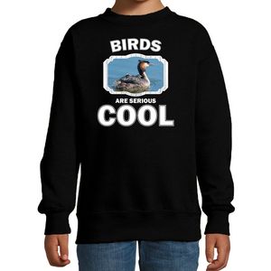 Sweater birds are serious cool zwart kinderen - vogels/ fuut vogel trui