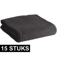 Fleece deken/plaid - 15x - zwart - 120 x 150 cm - Polyester fleece - 180 gram - lekker warm kleedje - thumbnail