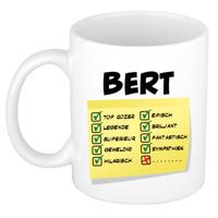 Naam mok Bert - wit - top gozer - keramiek - 300 ml - cadeau collega beker