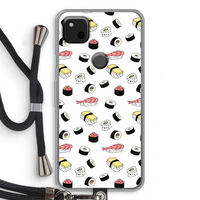 Sushi time: Pixel 4a Transparant Hoesje met koord