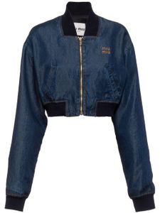 Miu Miu veste en jean à logo brodé - Bleu