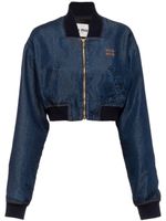 Miu Miu veste en jean à logo brodé - Bleu