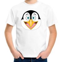 Cartoon pinguin t-shirt wit voor jongens en meisjes - Cartoon dieren t-shirts kinderen XL (158-164)  -