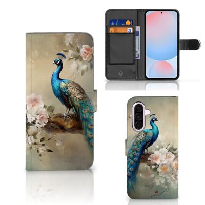 Telefoonhoesje | Met pasjeshouder | voor Samsung Galaxy A56 Vintage Pauwen