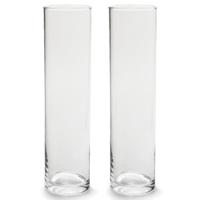 Cilinder bloemenvaas Jodeco - Set van 2x stuks - transparant glas - D10 x H40 cm - boeket - losse bl