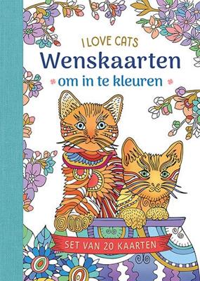Wenskaarten om in te kleuren - I love cats (Kaartspellen)