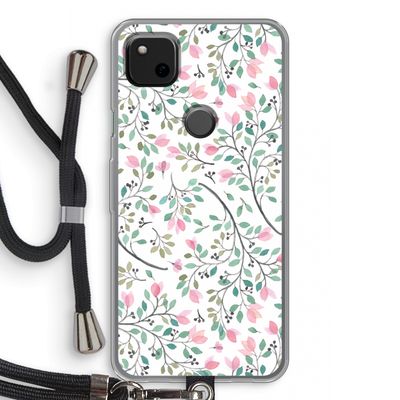 Sierlijke bloemen: Pixel 4a Transparant Hoesje met koord