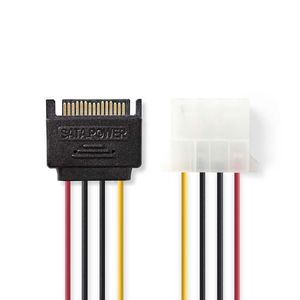 Nedis Interne Voedingskabel | Molex Male | 2x SATA 15-Pins Female | 0.15 m | 1 stuks - CCGP73520VA015 CCGP73520VA015