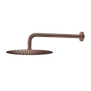 Hoofddouche Qisani Flow met wanddouchearm Ø 25 cm Geborsteld Copper