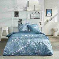 Beddengoedset - TODAY - JAVA - 2 personen - 240x220 cm - Katoen - Parijs print - Blauw