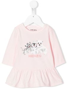 Kenzo Kids robe volantée à logo imprimé - Rose