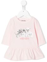 Kenzo Kids robe volantée à logo imprimé - Rose - thumbnail