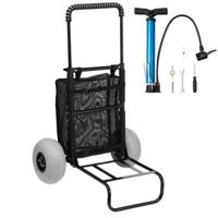 VEVOR strandwagen handkar zandwagen, strandwagen 74,84 kg laadvermogen, opvouwbare zandwagen van staal 69 tot 114 cm in hoogte verstelbaar, robuuste wagen voor op het strand