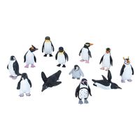 Set met mini pinguins dieren speelgoed figuren 10-delig   -