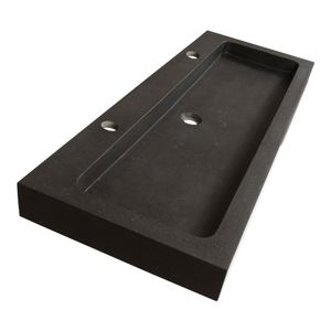 Sanituba Black Spirit wastafel basalt met twee kraangaten 120cm